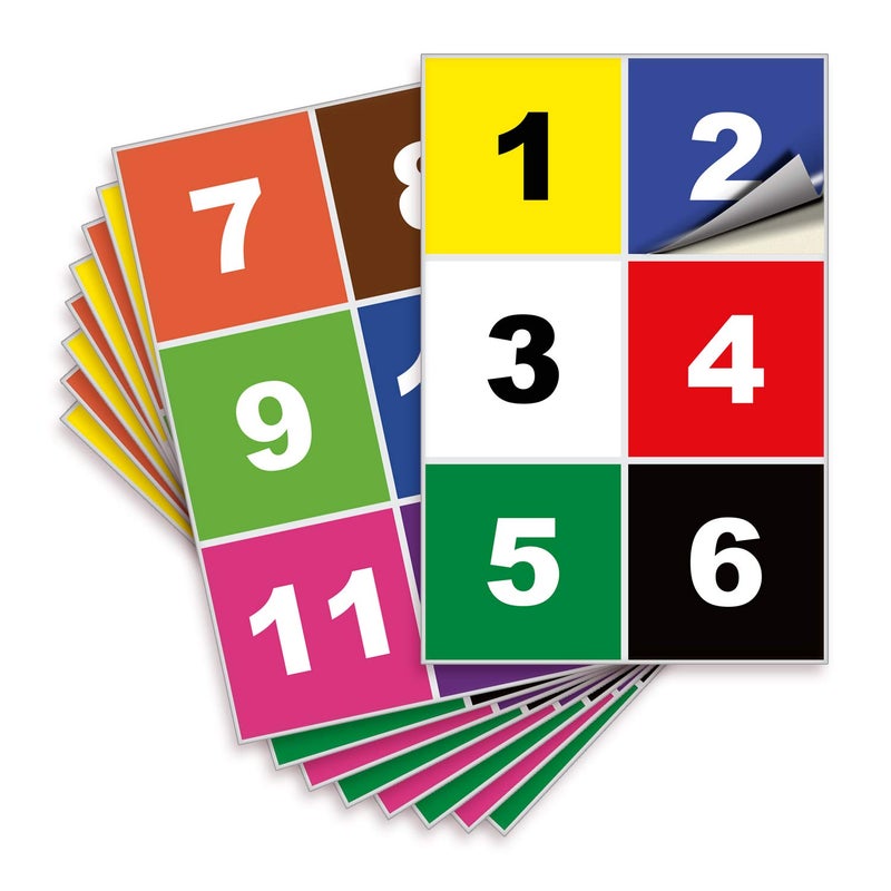 iSYFIX iSYFIX Multicolor Consecutive Number Stickers  1 to 50 3inch 1 Set  Vinyl Self Adhesive Premium Decal Ideal for Inventory Storage Organizing Boxes Toolbox Lockers  More IndoorOutdoor 