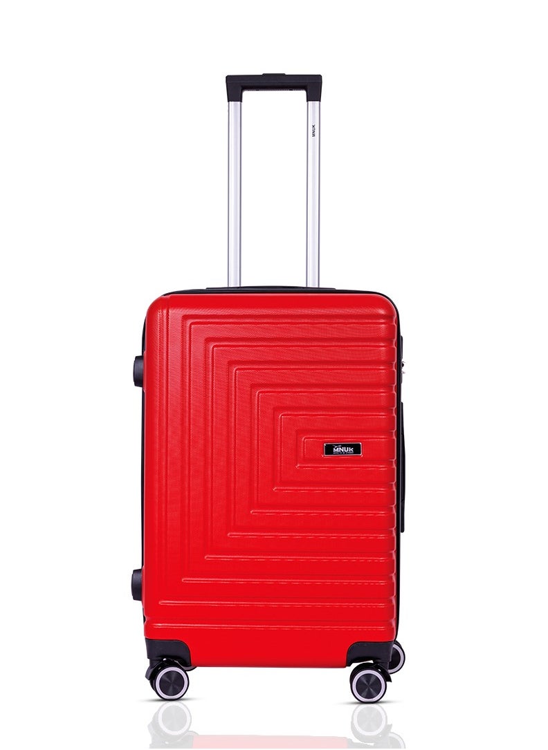 MNUK - Pilgrimage Checked Travel Luggage | Hardside Soft Handle Trolley Bag with TSA Lock |Double 360° 4 Wheeler| Medium-24 Inch, Red - Image 1