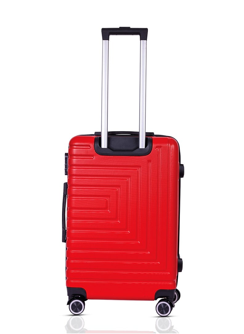 MNUK - Pilgrimage Checked Travel Luggage | Hardside Soft Handle Trolley Bag with TSA Lock |Double 360° 4 Wheeler| Medium-24 Inch, Red - Image 1