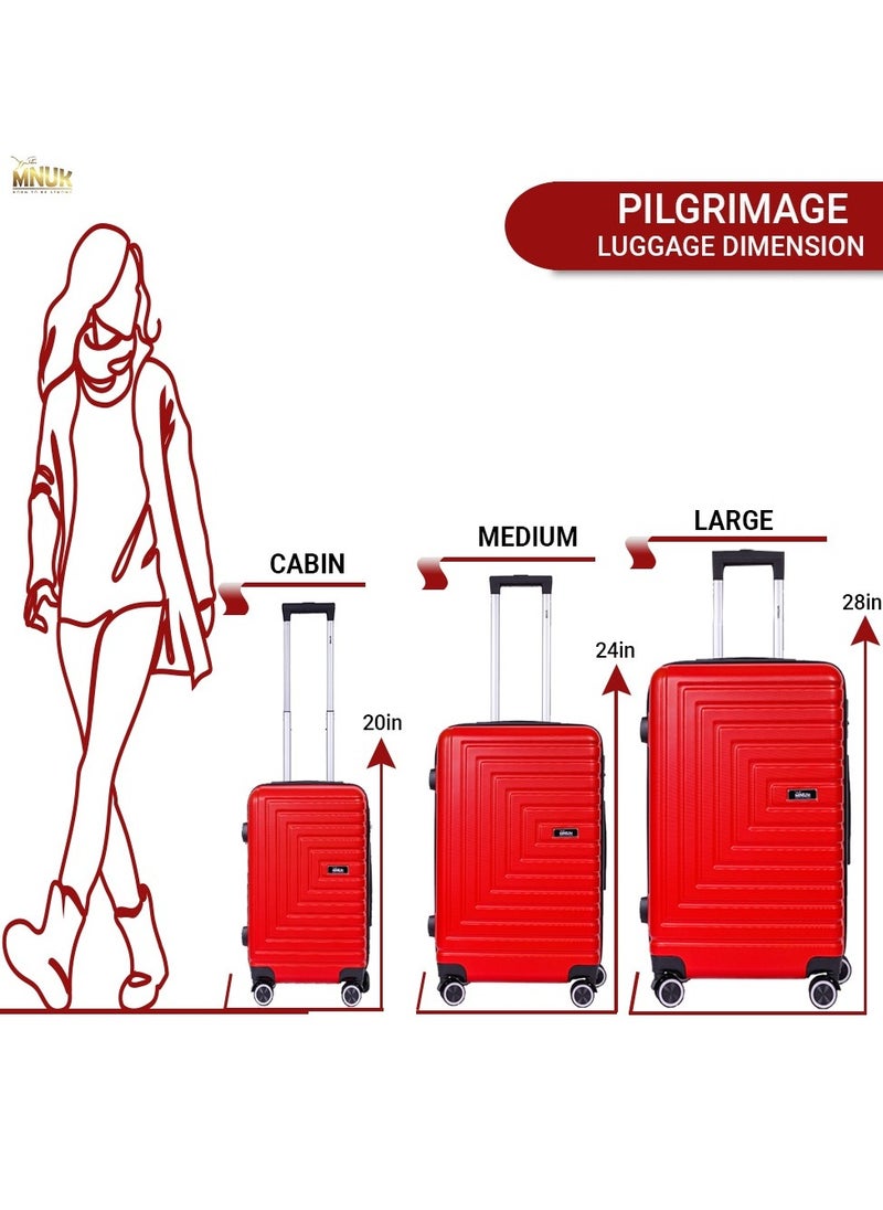 MNUK - Pilgrimage Checked Travel Luggage | Hardside Soft Handle Trolley Bag with TSA Lock |Double 360° 4 Wheeler| Medium-24 Inch, Red - Image 1