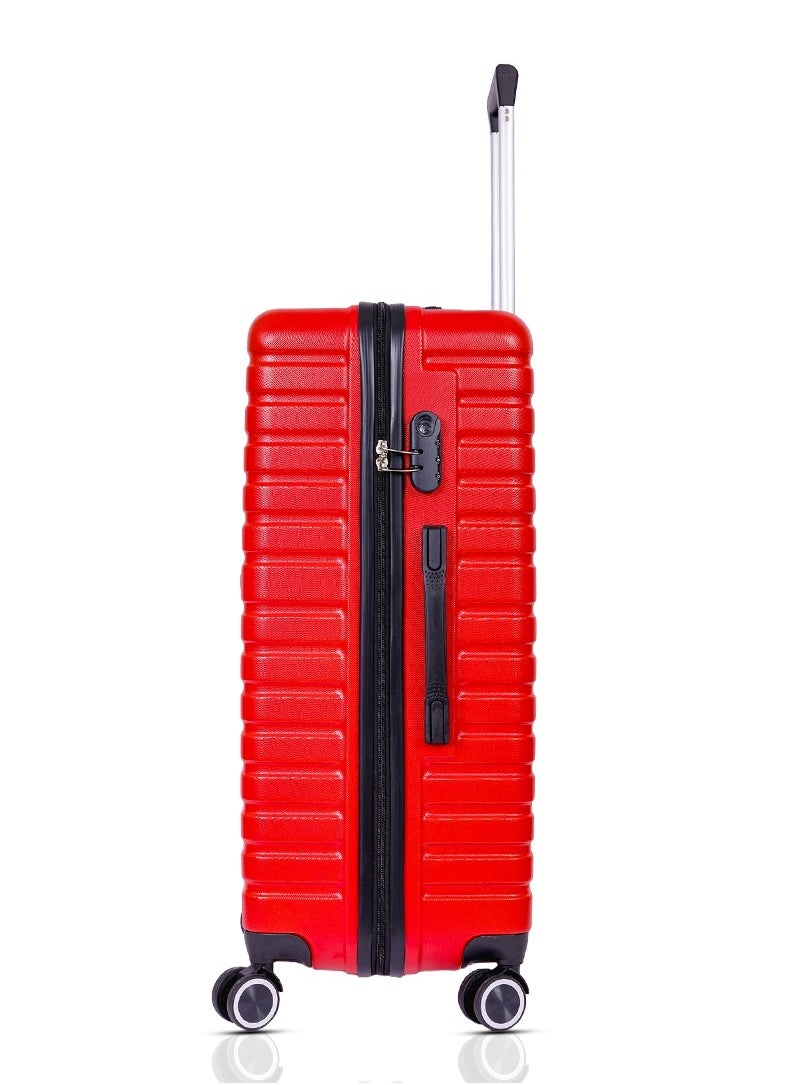 MNUK - Pilgrimage Checked Travel Luggage | Hardside Soft Handle Trolley Bag with TSA Lock |Double 360° 4 Wheeler| Medium-24 Inch, Red - Image 1