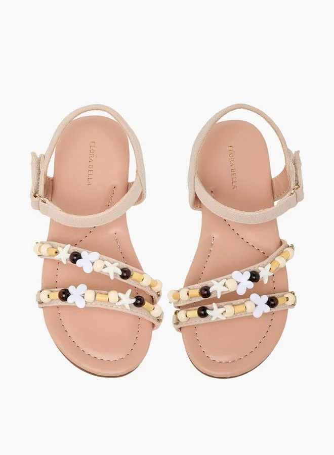 فلورا بيلا من شو إكسبرس Girls Beaded Accent Hook & Loop Sandals