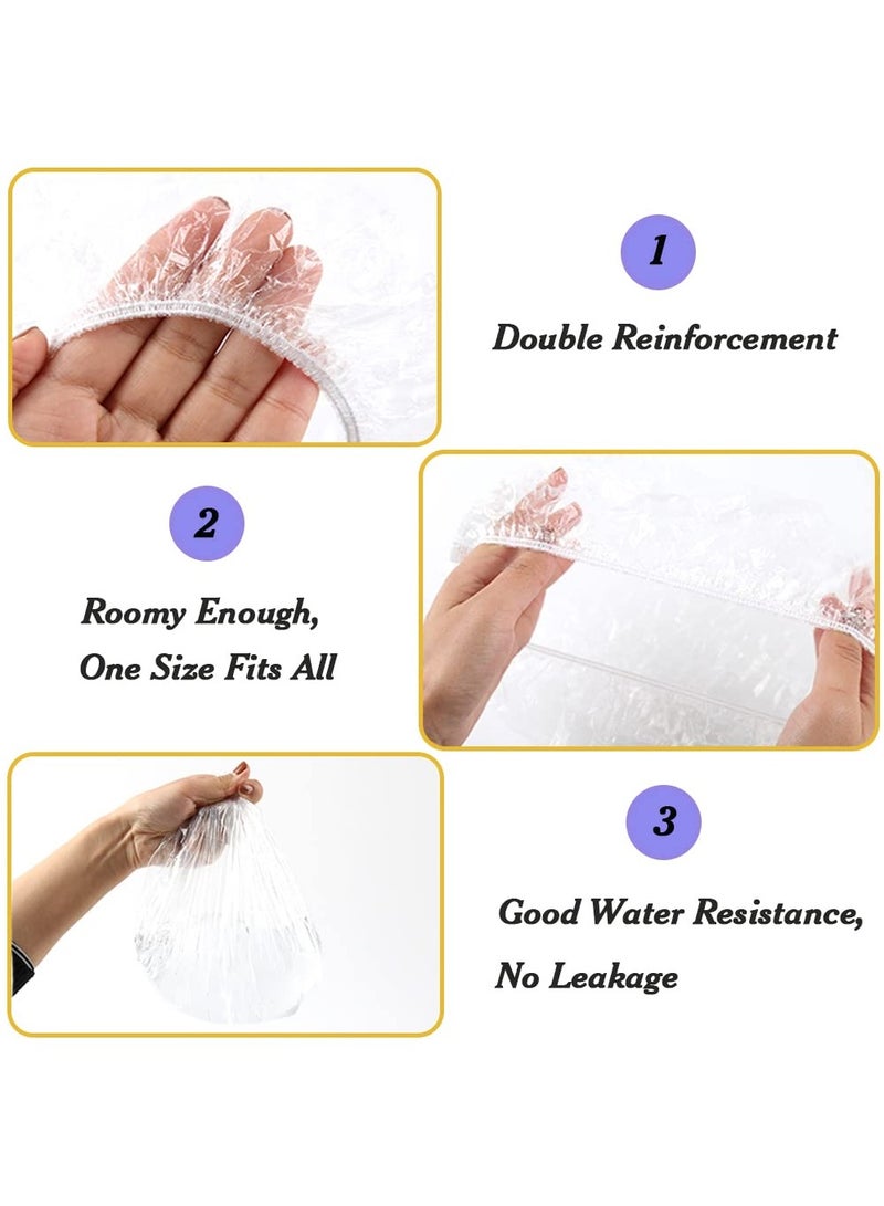 100pcs Shower Cap Disposable, Bath Caps Thick Waterproof High Density Elastic Big Hair Caps for Women, Men, Travel Spa, Hotel, Hair Solon, Home Use - Clear  - Image 4