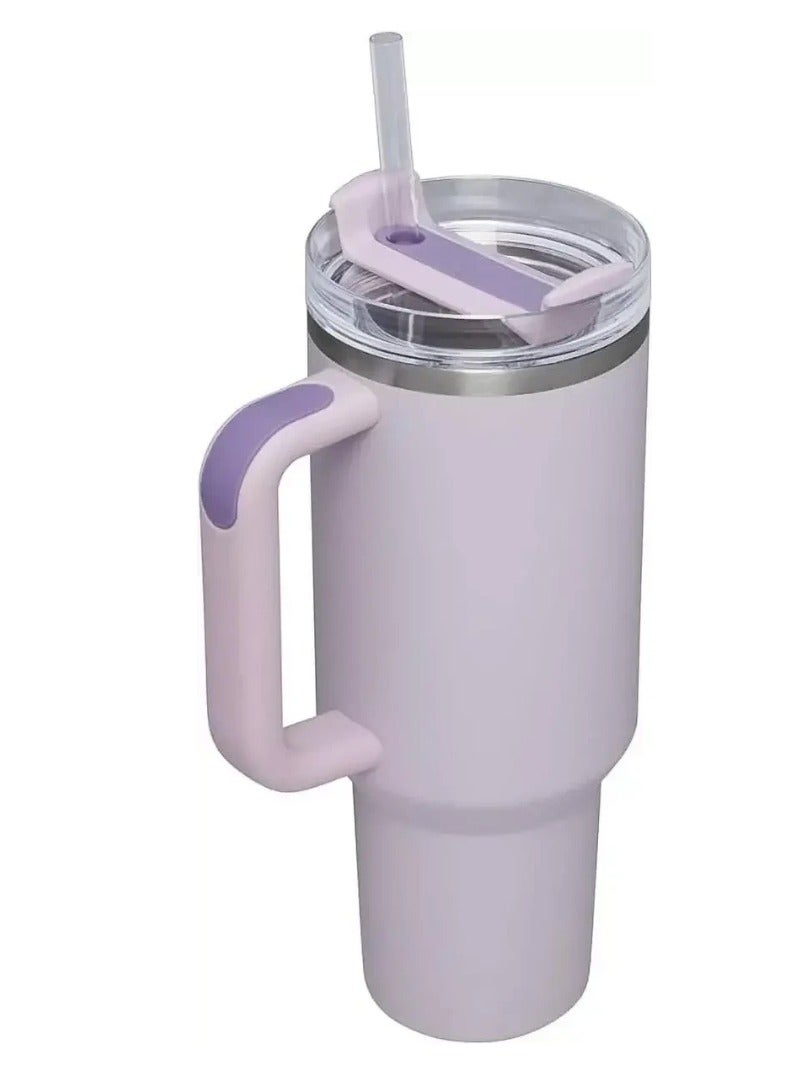 Stanley 40oz H2.0 Quencher Tumbler || Orchid Matte Finish, Stainless Steel, Leak-Resistant Travel Mug with Handle & Reusable Straw, Double Wall Vacuum Insulated, Keeps Drinks Ice-Cold for 12 Hours, Hot for 7 Hours, Durable, Sweat-Proof, Eco-Friendly Drinkware - Image 3