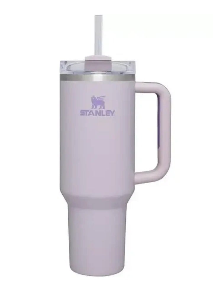Stanley 40oz H2.0 Quencher Tumbler || Orchid Matte Finish, Stainless Steel, Leak-Resistant Travel Mug with Handle & Reusable Straw, Double Wall Vacuum Insulated, Keeps Drinks Ice-Cold for 12 Hours, Hot for 7 Hours, Durable, Sweat-Proof, Eco-Friendly Drinkware - Image 1