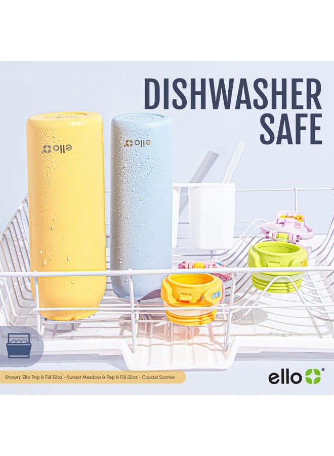 Ello Pop & Fill 22oz Stainless Steel Water Bottle with Quick Fill Technology, Double Walled and Vacuum Insulated Metal, Leak Proof Locking Lid, Sip and Chug, Reusable, BPA Free, Pastel Paradise - Image 5
