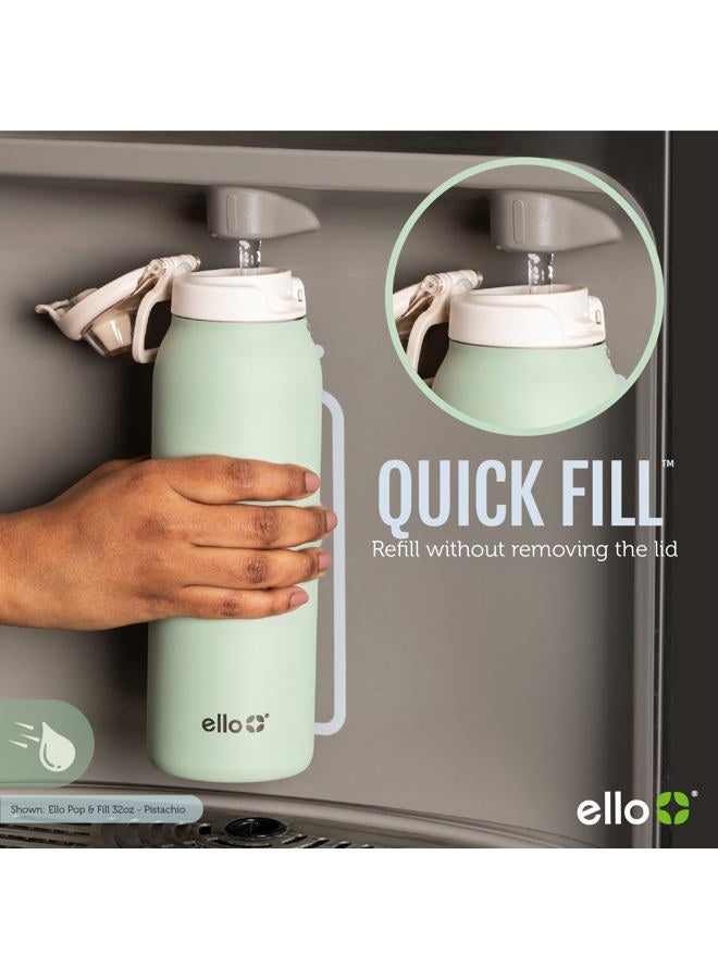 Ello Pop & Fill 22oz Stainless Steel Water Bottle with Quick Fill Technology, Double Walled and Vacuum Insulated Metal, Leak Proof Locking Lid, Sip and Chug, Reusable, BPA Free, Pastel Paradise - Image 2