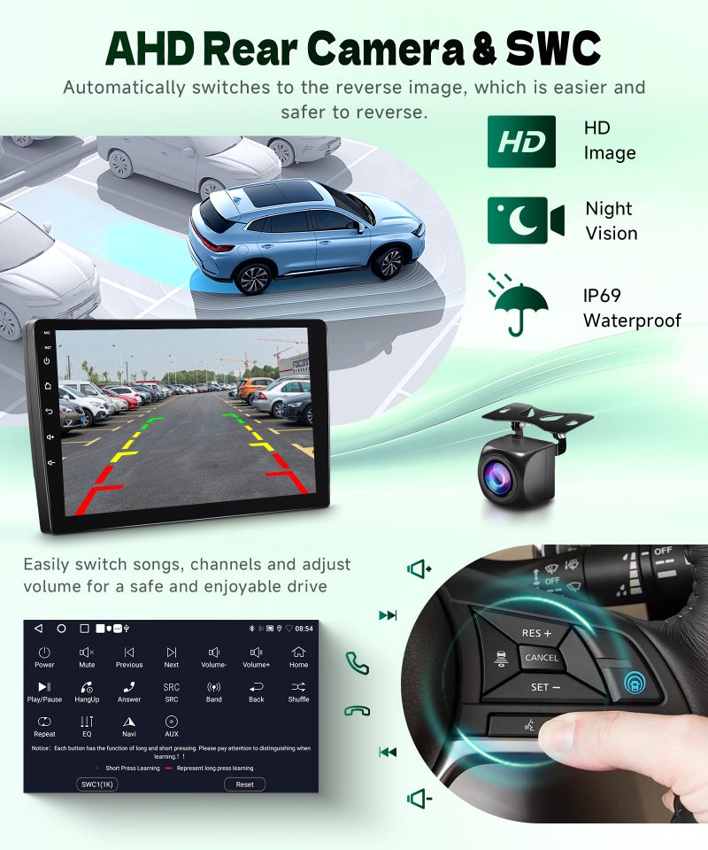 Podofo [5GHz-WiFi/Android 15] for Honda Civic 2006-2011 Wireless Carplay Android Car Stereo Support Wireless Android Auto with GPS Navigation AHD Backup Camera FM RDS Radio Receiver EQ SWC 2G+64G - Image 5