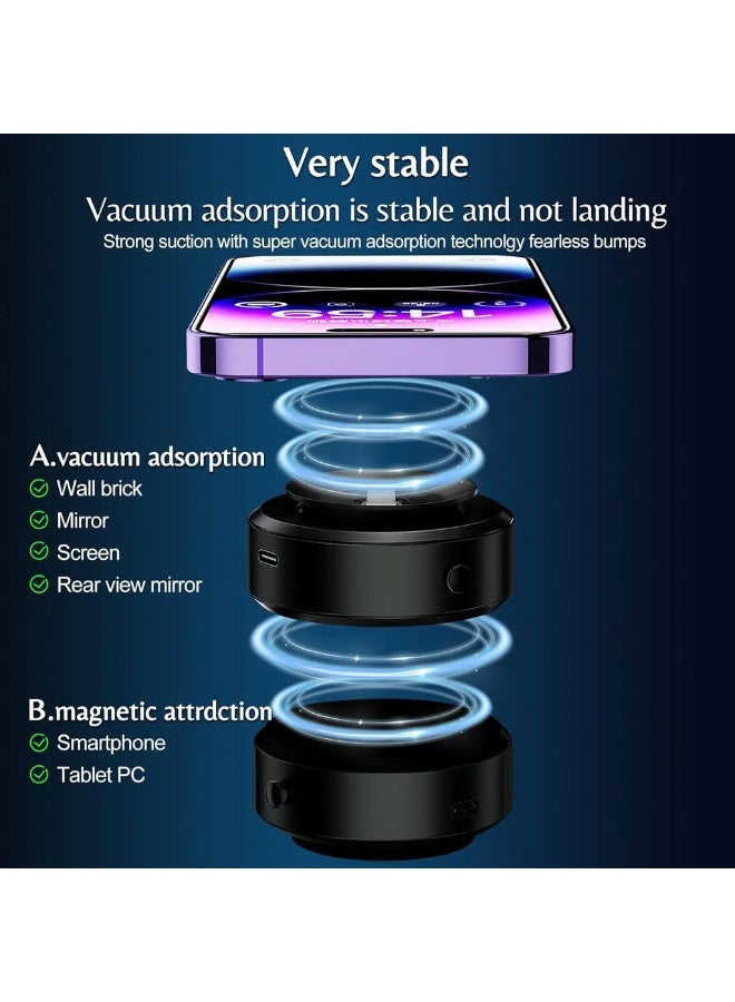 Electric Vacuum Magnetic Suction Phone Mount Hands-Free Shower Phone Holder Magnetic Cell Phone Holder For Car/Gym/Mirror/Smooth Surface Compatible With Magsafe IPhone & A - Image 4