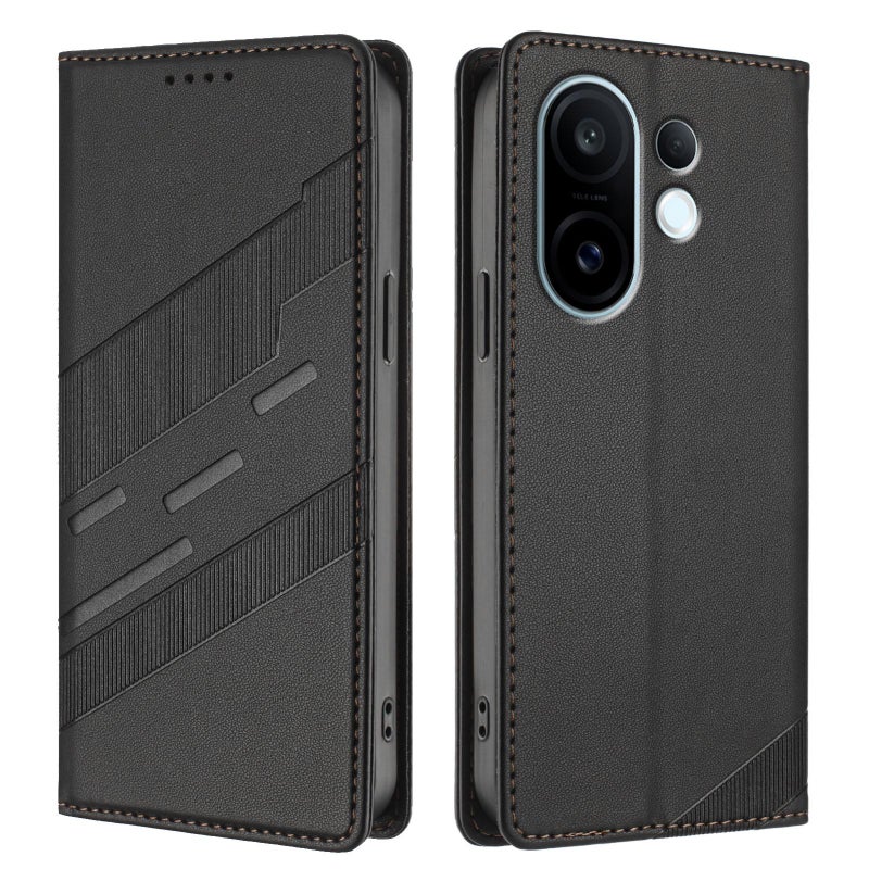 erorex For vivo S30 Pro mini Embossed Multi-functional Wallet Retro Leather Phone Case(Black) - Image 2
