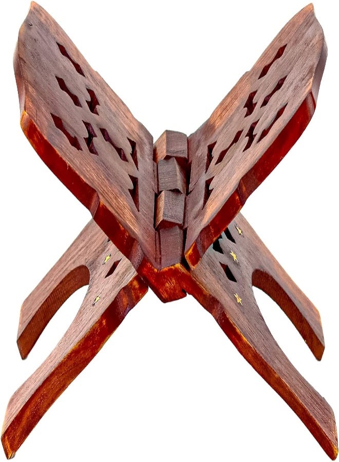 AKDC Wooden Handmade Holy Quran/Bible Stand Foldable Rihal Free Reading Books Holder Stand Made Of Solid Wood Foldable Rehal Decorative And Artistic Book Stand Muslim Eid Ramadan Gift (13" Inch) - Image 3
