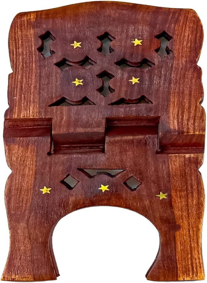 AKDC Wooden Handmade Holy Quran/Bible Stand Foldable Rihal Free Reading Books Holder Stand Made Of Solid Wood Foldable Rehal Decorative And Artistic Book Stand Muslim Eid Ramadan Gift (13" Inch) - Image 5