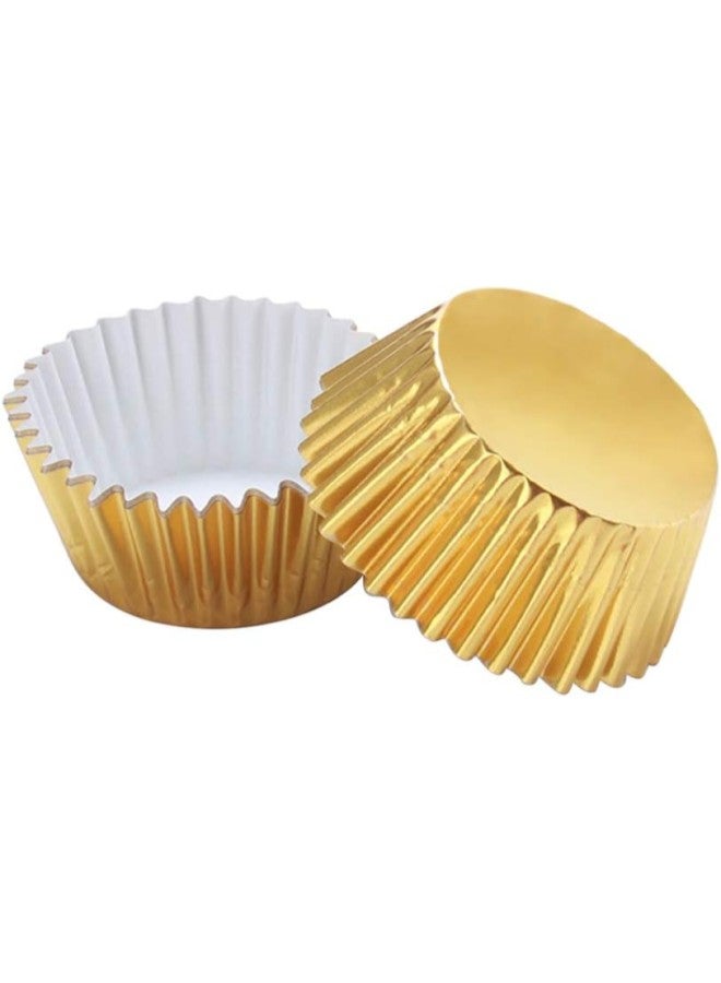 klarako 100pcs Gold Foil Cupcake Liners Aluminum Thickened Baking Muffin Paper Cups Cases (Golden) 