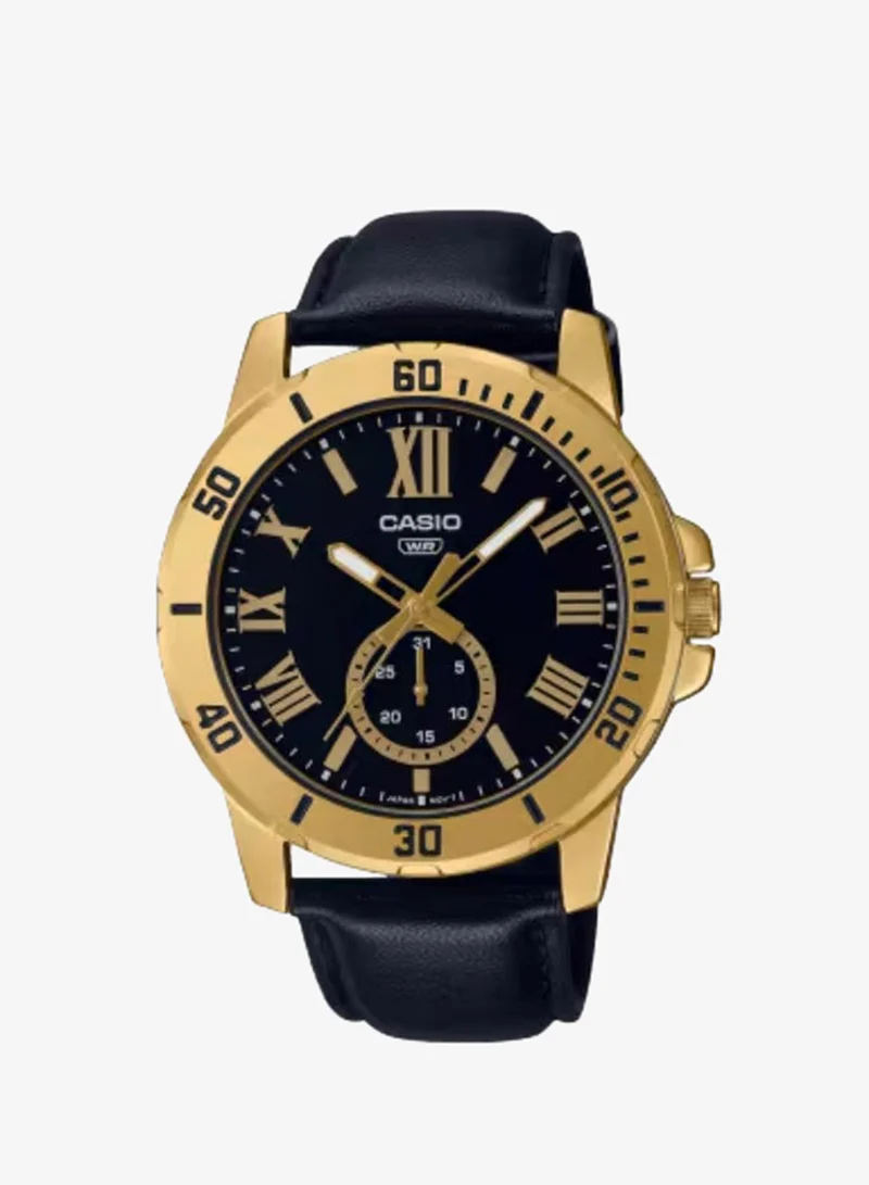 CASIO Men's Leather Analog Watch MTP-VD200GL-1BUDF - 45 mm