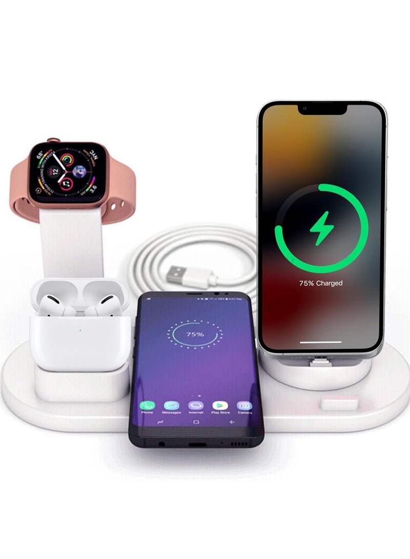 MIXDE 6 in 1 Multifunctional Wireless Charger Stand, Fast Wireless Charging Station for Phone, Watch, Headset, for Apple Watch, iPhone, Samsung Galaxy, for Smartphones, 360° Rotatable Charging Dock - Image 4