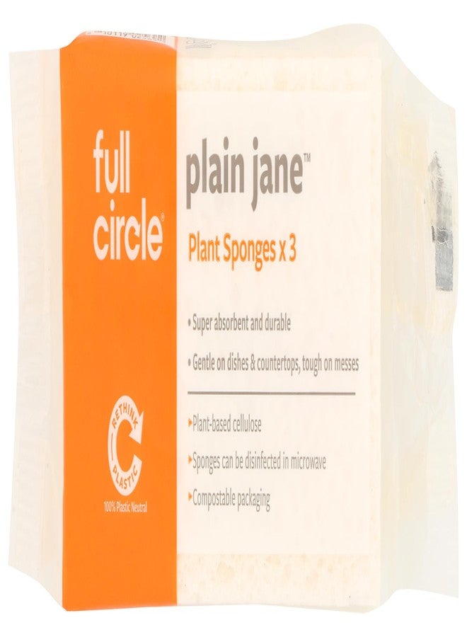 Mastrad Full Circle Plain Jane, 100% Plant-Based Cellulose Sponges - Pack of 3 - Plastic-Free, Natural Sponge, No Microplastics, Safe for Nonstick Cookware - Image 1