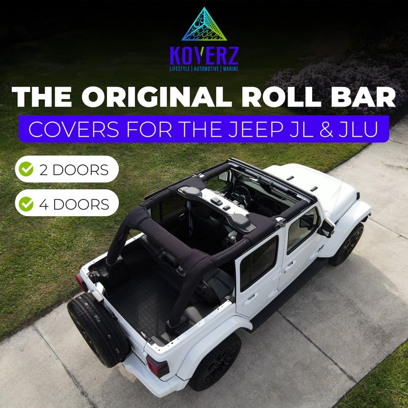 Koverz Roll Bar Cover Set Compatible with Jeep Wrangler JL Unlimited 4-Door JLU 2018-2023 (NOT 2024-2025) - Black - Image 3
