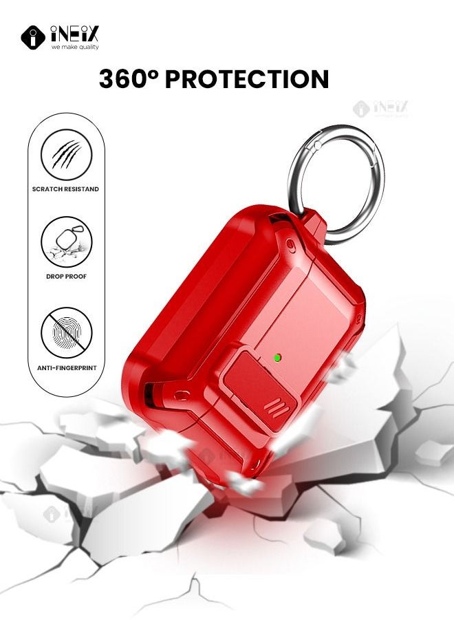 INEIX - Full Body Rugged Hard Shell Protective Shockproof Case for Apple Airpod Pro 2-2022-Red - Image 1