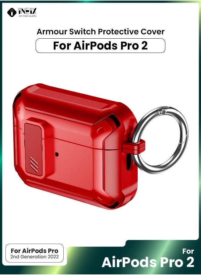 INEIX - Full Body Rugged Hard Shell Protective Shockproof Case for Apple Airpod Pro 2-2022-Red - Image 1
