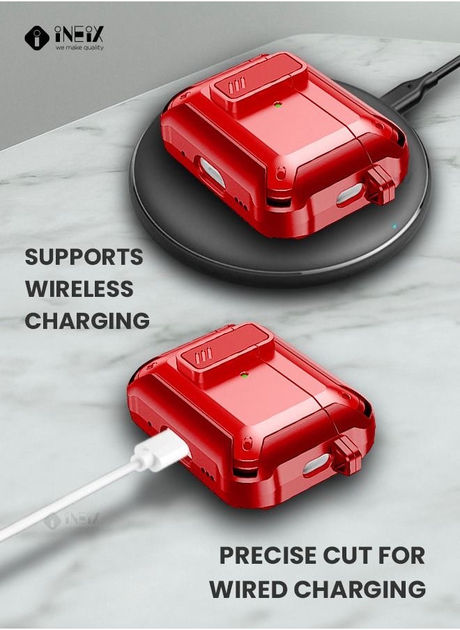 INEIX - Full Body Rugged Hard Shell Protective Shockproof Case for Apple Airpod Pro 2-2022-Red - Image 1