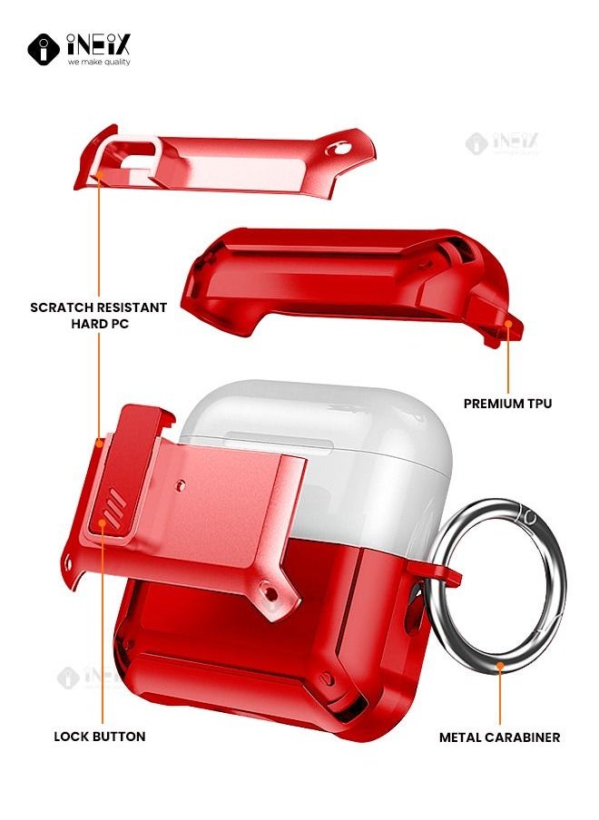 INEIX - Full Body Rugged Hard Shell Protective Shockproof Case for Apple Airpod Pro 2-2022-Red - Image 1