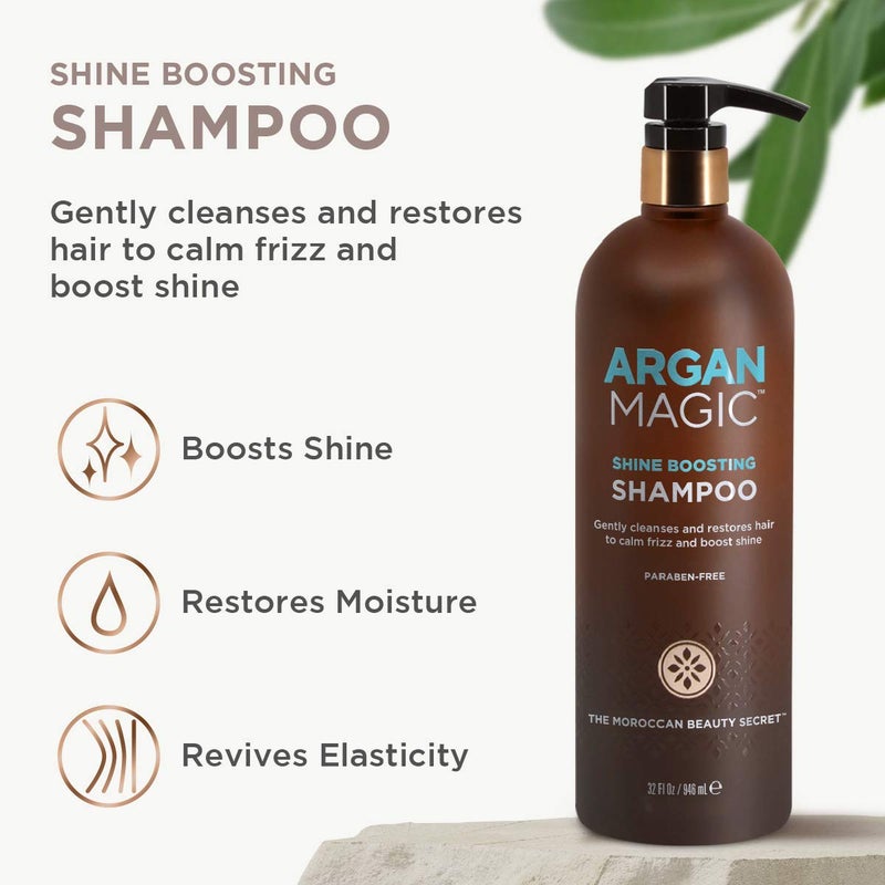 Argan Magic Shine Boosting Shampoo - Gently Cleanses and Restores Hair to Calm Frizz and Boost Shine | Made in USA, Paraben Free, Cruelty Free (1 Pack) - Image 2