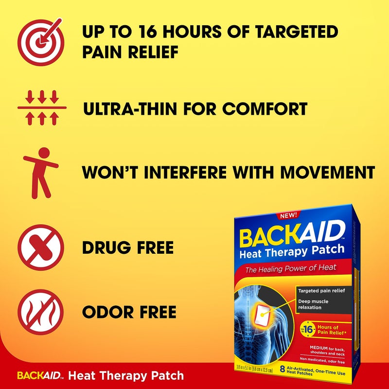 Backaid Heat Therapy Patch, Air-Activated Therapeutic Heat, Medium for Back, Shoulders, and Neck Pain Relief, 8 Count - Image 4