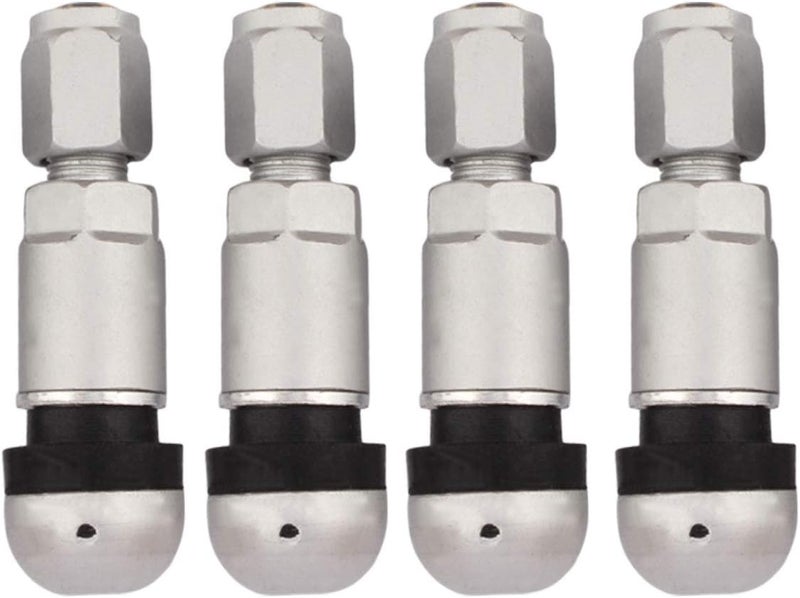 TOMALL Bolt-in Tire Valve Stem Caps Explosion Proof Inner Tubeless TPMS Valve Stem Silver Aluminum - Image 1