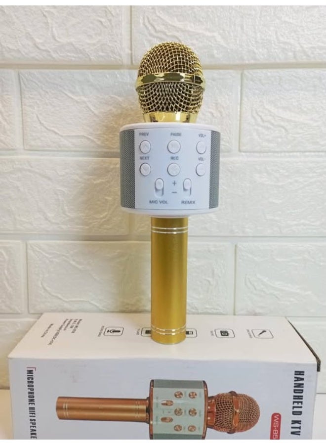 Portable Wireless Handheld Karaoke Microphone With Bluetooth Speaker WS-858 Rose - Image 1