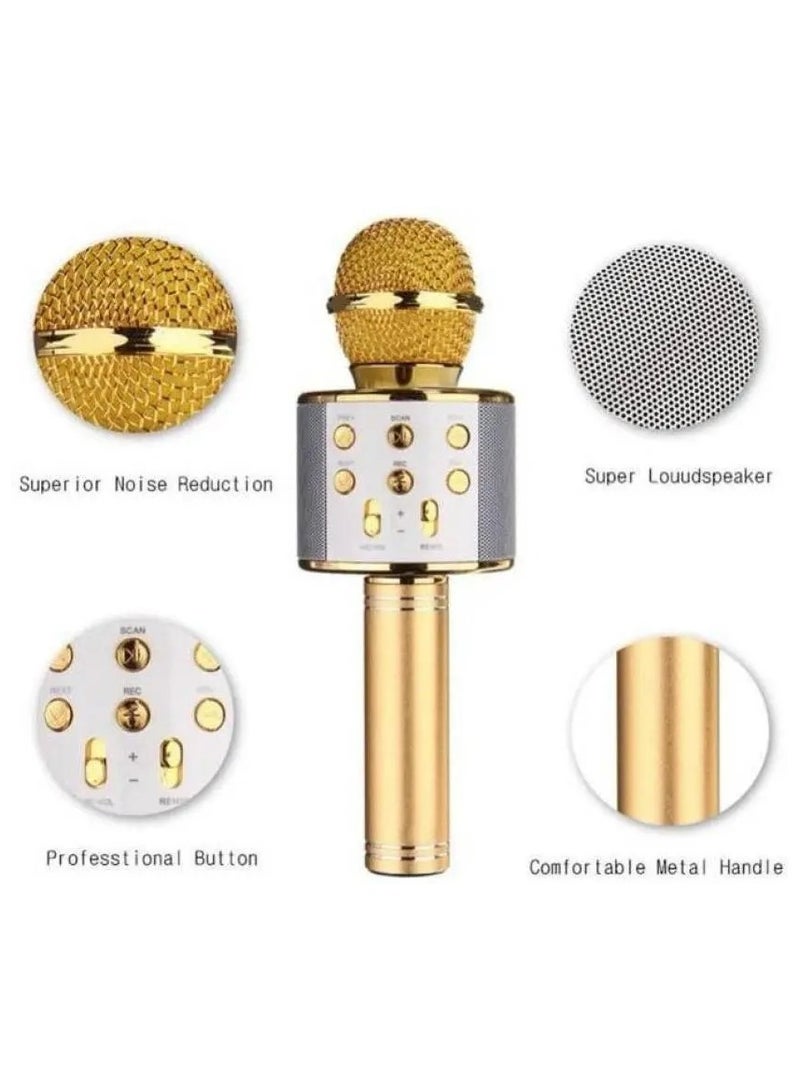 Portable Wireless Handheld Karaoke Microphone With Bluetooth Speaker WS-858 Rose - Image 5