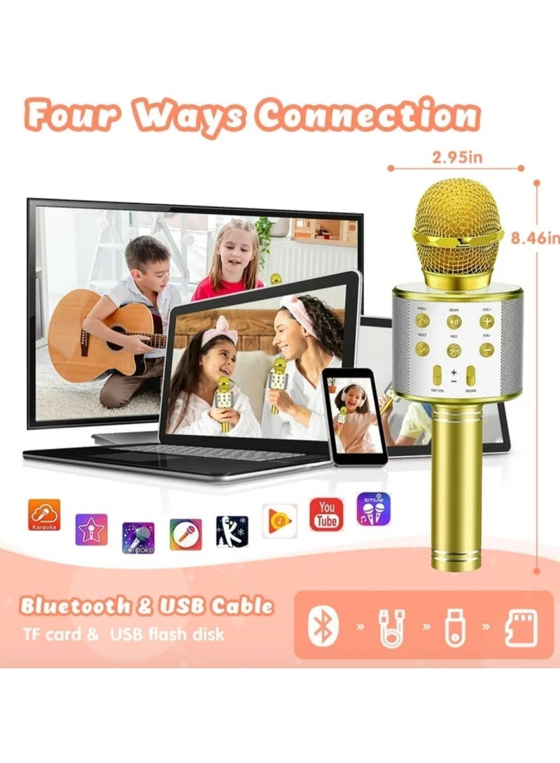 Portable Wireless Handheld Karaoke Microphone With Bluetooth Speaker WS-858 Rose - Image 4