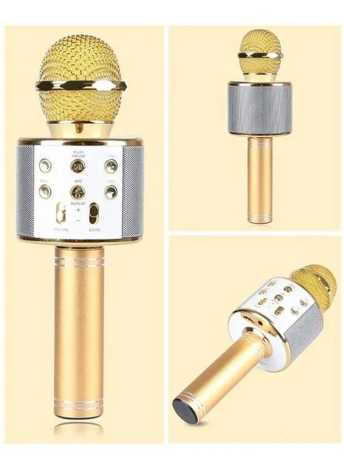 Portable Wireless Handheld Karaoke Microphone With Bluetooth Speaker WS-858 Rose - Image 3