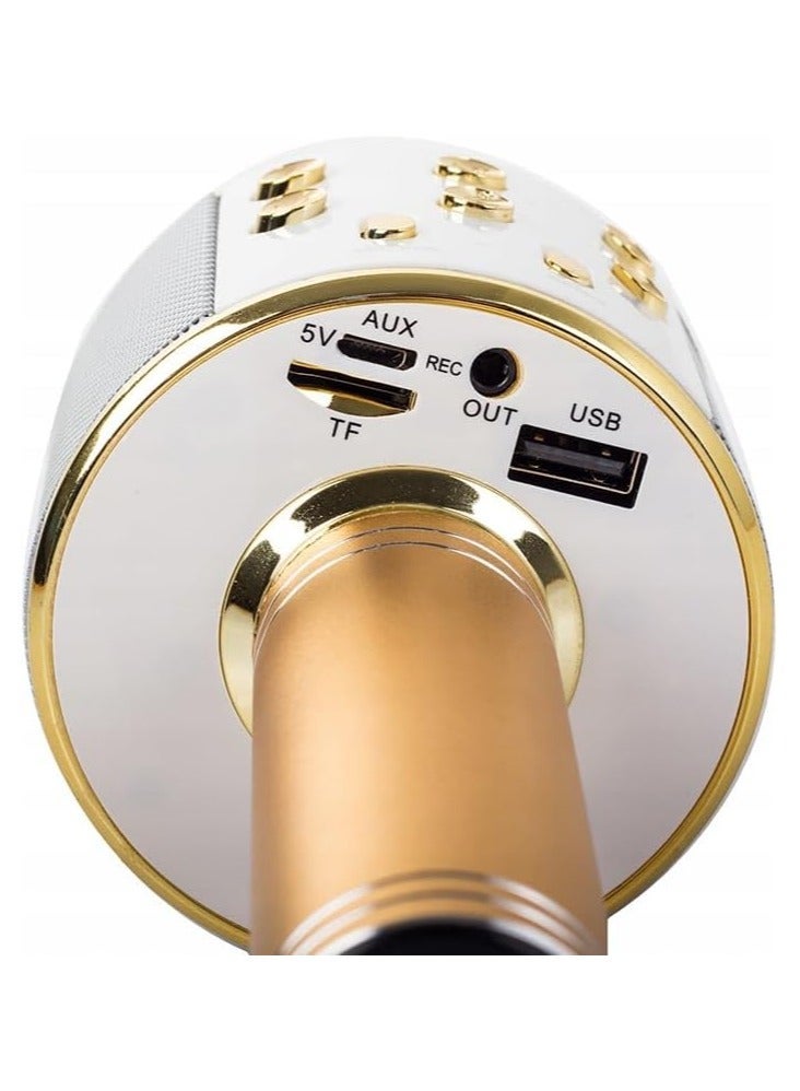 ميكروفون كاريوكي لاسلكي محمول باليد مع مكبر صوت يعمل بتقنية البلوتوث WS-858 ذهبي - Image 5