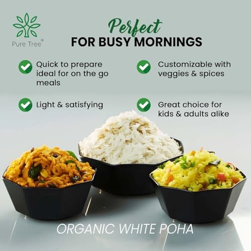 Pure Tree Certified Organic White Jada Poha | 850 g | White Thick Poha | Flattened Rice | Beaten Rice | Avalakki, Atukulu, Chira, Pohe, Phovu, Chivda | Gluten-Free - Image 5