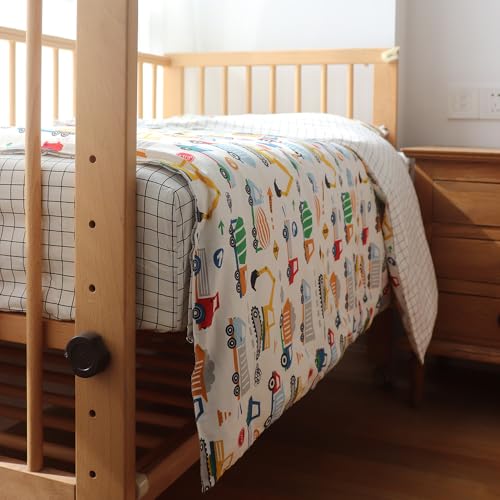Emenpy 100% Cotton Crib Bedding Set for Baby Boys Girls,3 Pcs Baby Bed Linen Include Duvet Cover,Fitted Sheet,Pillowcase,Nursery Decoration,No Filler(White) - Image 3