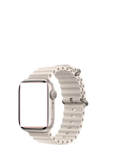 Ultra Strap Compatible with Smart Watch Strap 49mm 45mm 44mm 42mm, Soft Loop Silicone Straps with Buckle Designed for Smart Watch Ultra Series 8 7 SE 6 5 4 3 2 1 - Beige