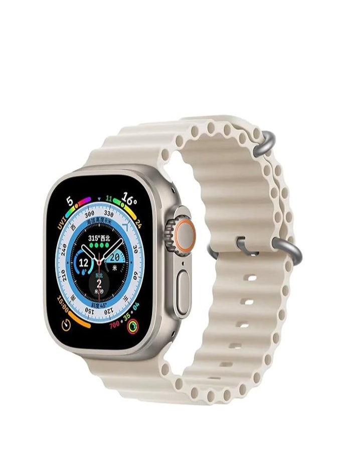 Spigen - Ultra Strap Compatible with Smart Watch Strap 49mm 45mm 44mm 42mm, Soft Loop Silicone Straps with Buckle Designed for Smart Watch Ultra Series 8 7 SE 6 5 4 3 2 1 - Beige - Image 1
