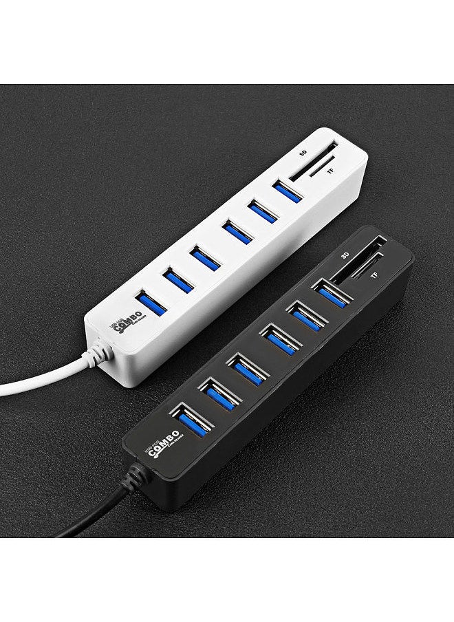Generic - JDL-HSD8 USB Hub Combo Splitter 3/6 Ports Optional USB 2.0 High Speed Mini 2 In 1 SD TF Card Reader for Laptop Computer - Image 1