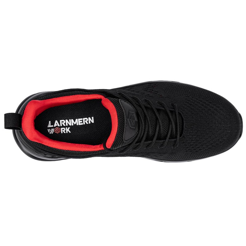 LARNMERN Men Non Slip Work Sneakers Water Resistant Food Service Zapatos Trabajo Antideslizantes Walking Shoes Waterproof Shoes Slip-on, Black Vermilion 12 - Image 4