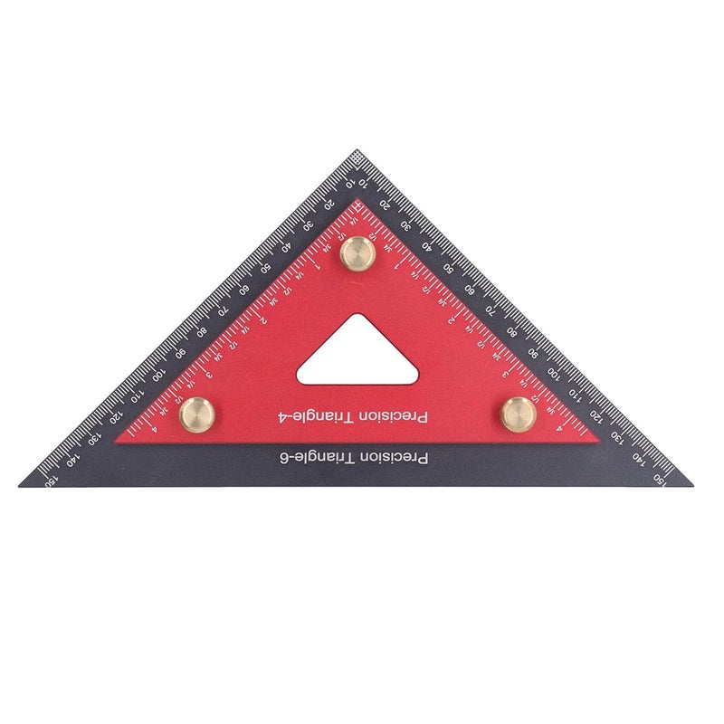 4 Inch 6 Inch Detachable Double Triangle Ruler Aluminum Alloy Carpentry Square Tool for Woodworking Drafting - Image 2
