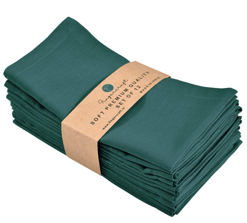 Fingercraft Dinner Cloth Napkins  Cotton Linen Blend Fabric  12 Pack Easter Special  Mitered Corners For Every Day Use Napkins Are Pre Shrunk And Good Absorbency Teal - Image 1