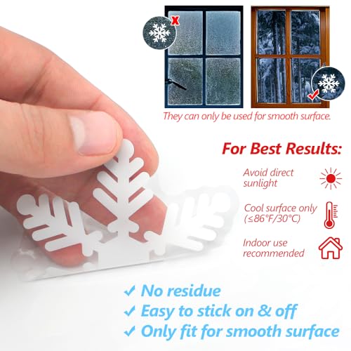 LUDILO 135Pcs Christmas Window Clings Snowflakes Window Decals Static Window Stickers for Christmas Decorations Windows Décor Ornaments Xmas Party Supplies Thanksgiving Party Décor - Image 5