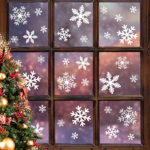 LUDILO 135Pcs Christmas Window Clings Snowflakes Window Decals Static Window Stickers for Christmas Decorations Windows Décor Ornaments Xmas Party Supplies Thanksgiving Party Décor - Image 1