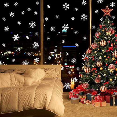 LUDILO 135Pcs Christmas Window Clings Snowflakes Window Decals Static Window Stickers for Christmas Decorations Windows Décor Ornaments Xmas Party Supplies Thanksgiving Party Décor - Image 3