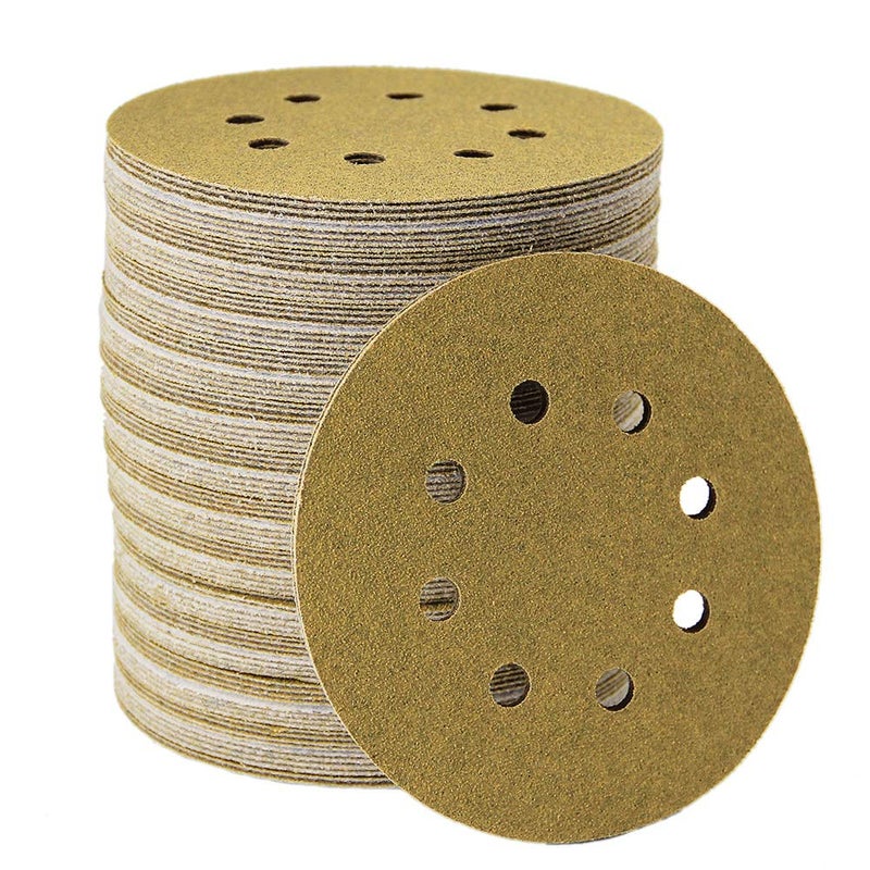 Mestool 5-Inch 8-Hole Hook and Loop Sanding Discs, Orbital Sander Sandpaper Discs, 100 Pieces Round Sandpaper Set, 80 Grit - Image 1