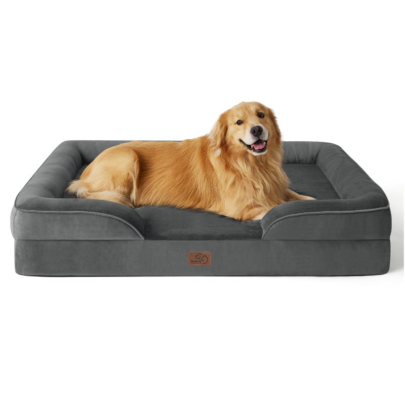 Bedsure Orthopedic Dog Bed for Extra Large Dogs - XL Plus Waterproof Dog Sofa Beds, Supportive Foam Pet Couch Bed with Removable Washable Cover, Waterproof Lining and Nonskid Bottom, Dark Grey - Image 1