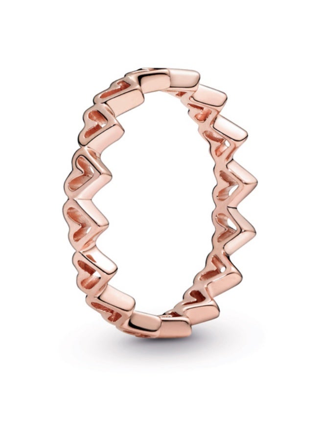 باندورا قلوب مطلية بالذهب الوردي عيار 14 قيراط - Image 1