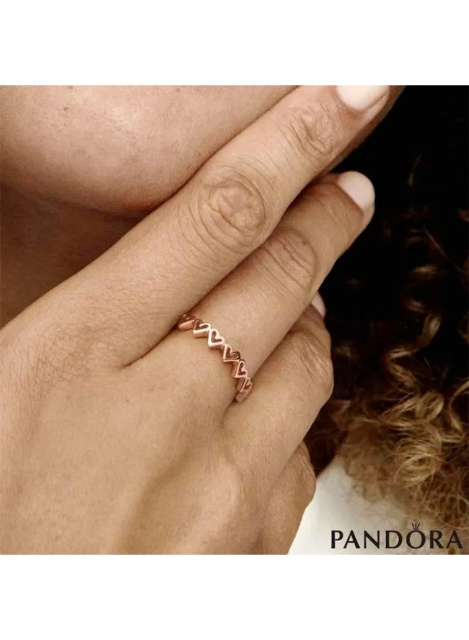 باندورا قلوب مطلية بالذهب الوردي عيار 14 قيراط - Image 5