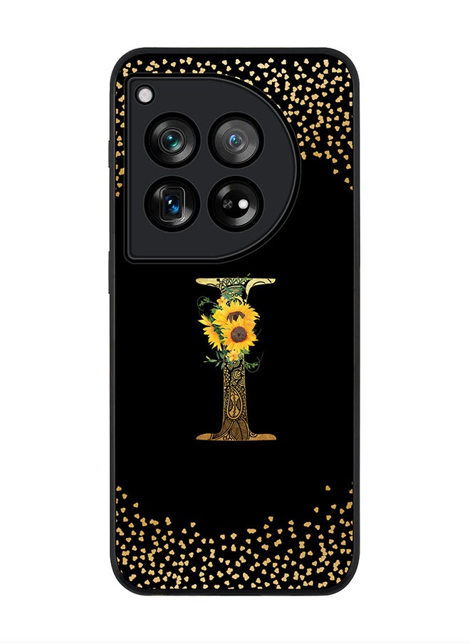 Stylizedd Rugged Black edge case for OnePlus 12R / OnePlus Ace 3 5G, Slim fit Soft Cover - Custom Monogram Initial Letter Floral Pattern Alphabet - I ( Black)  - Image 1