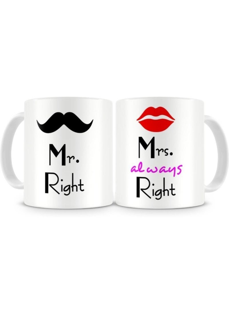APSRA LS APSRA LS Mr Mrs Right Couples Ceramic Printed Coffee Mug 2573  - Image 1